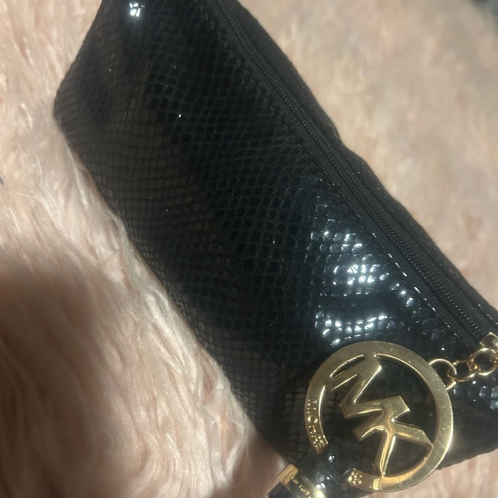 Michael Kors Black Textured Cosmetic Case